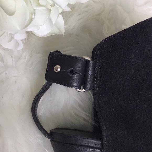 Vince. Black Suede Peep Toe Ankle Boots - Picture 6 of 8